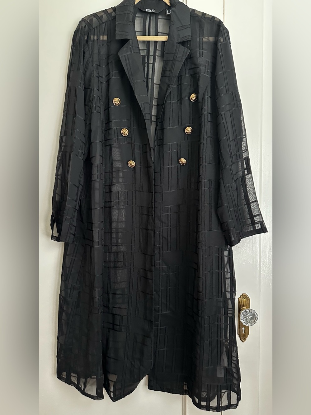 Vintage Dennis Basso duster open lightweight blazer coat gold buttons